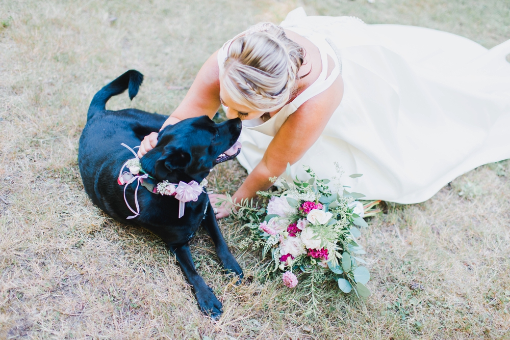 lake crescent lodge wedding bride and dog