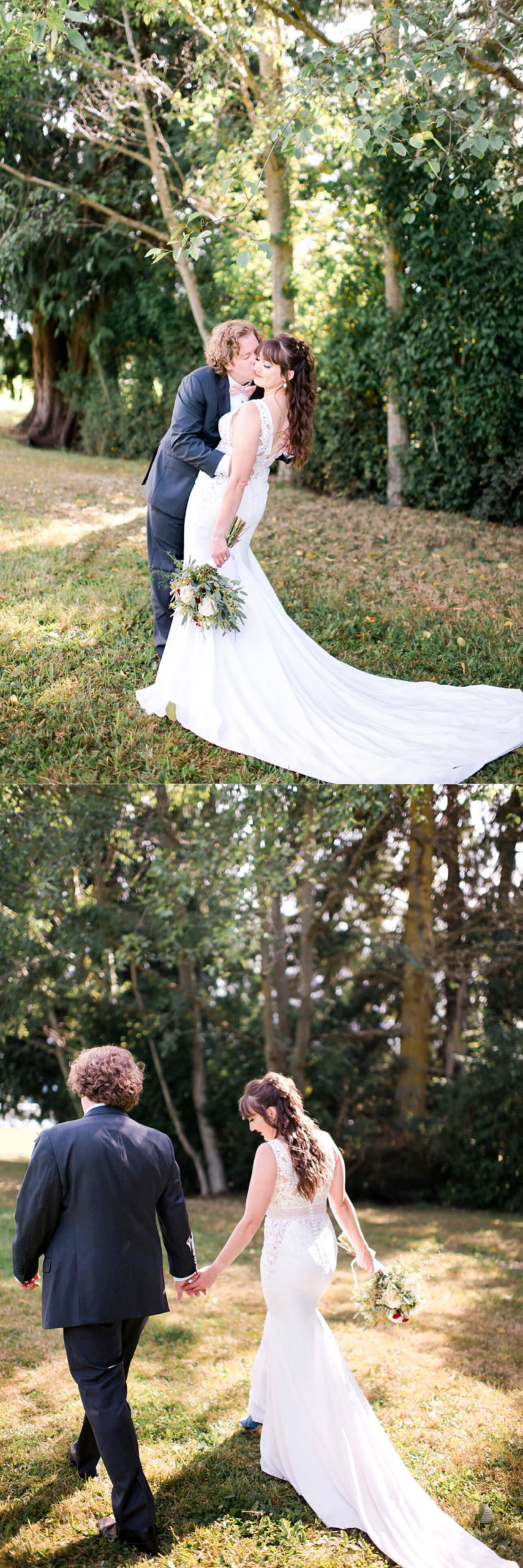 Bride and Groom at Hunter's Gate Farm Sequim