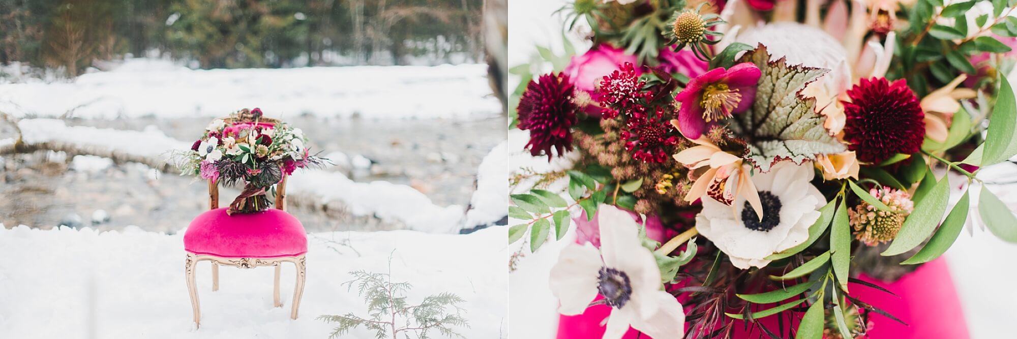 Snoqualmie snowy elopement oak and fig floral