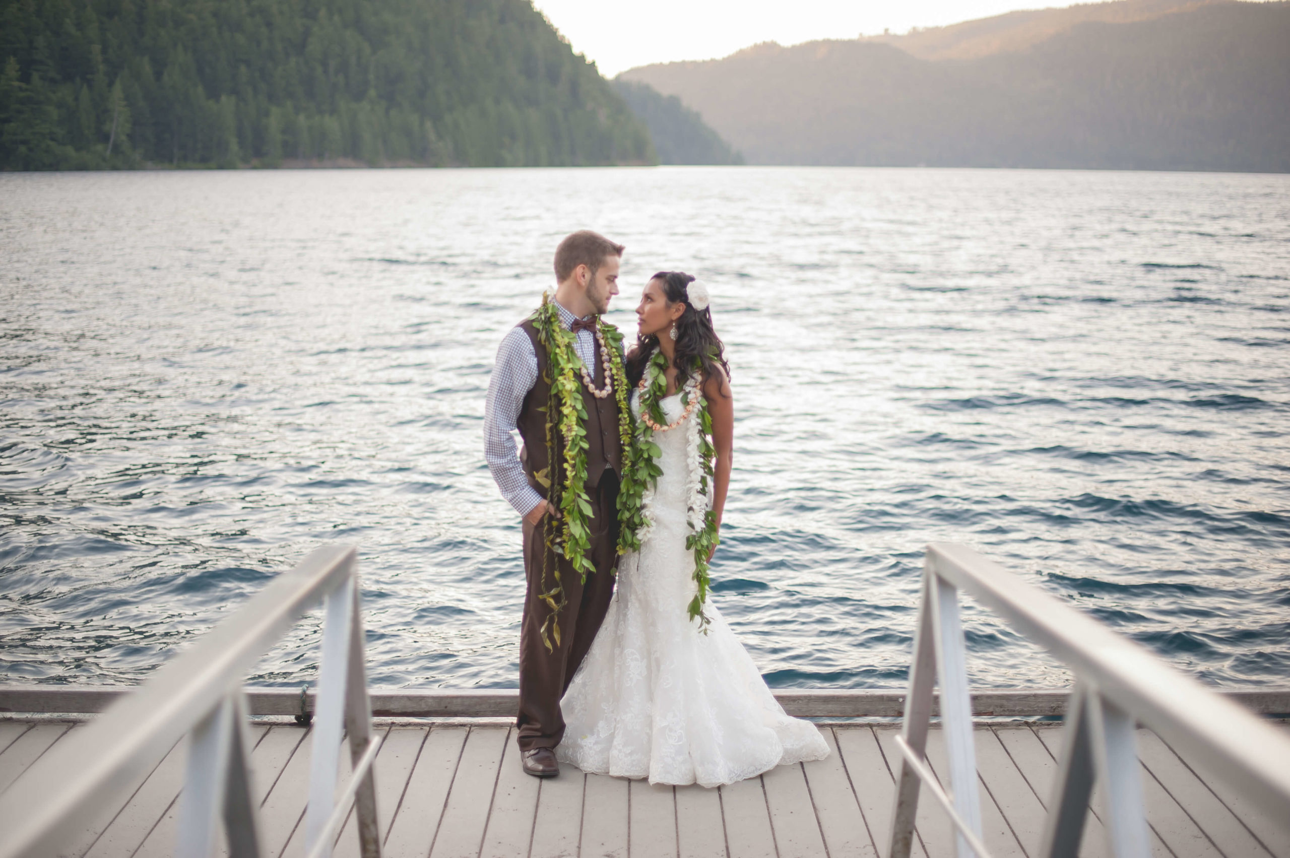 Bride and Groom at Lake Crescent
