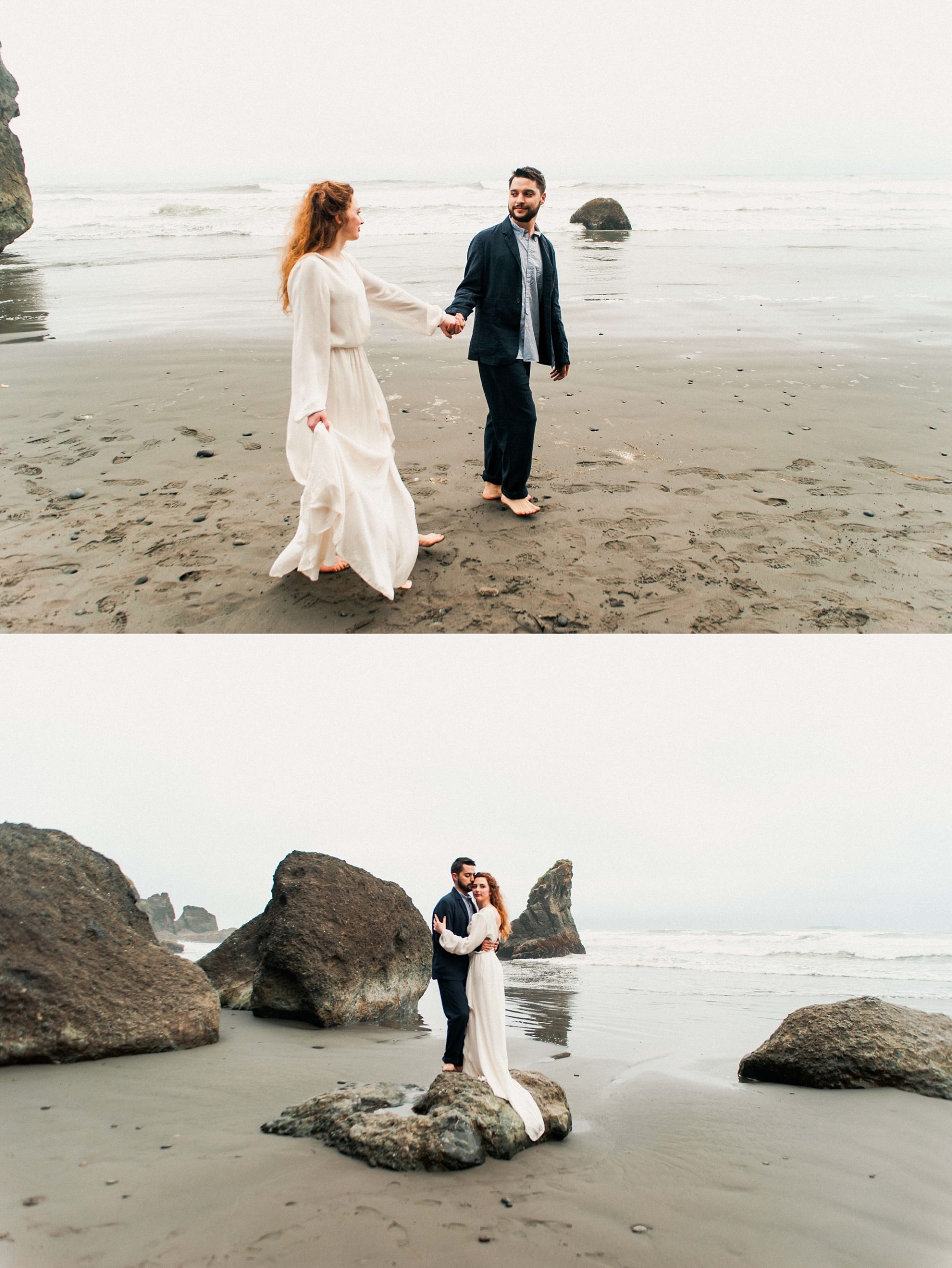 Adventure Elopement Bride at Ruby Beach