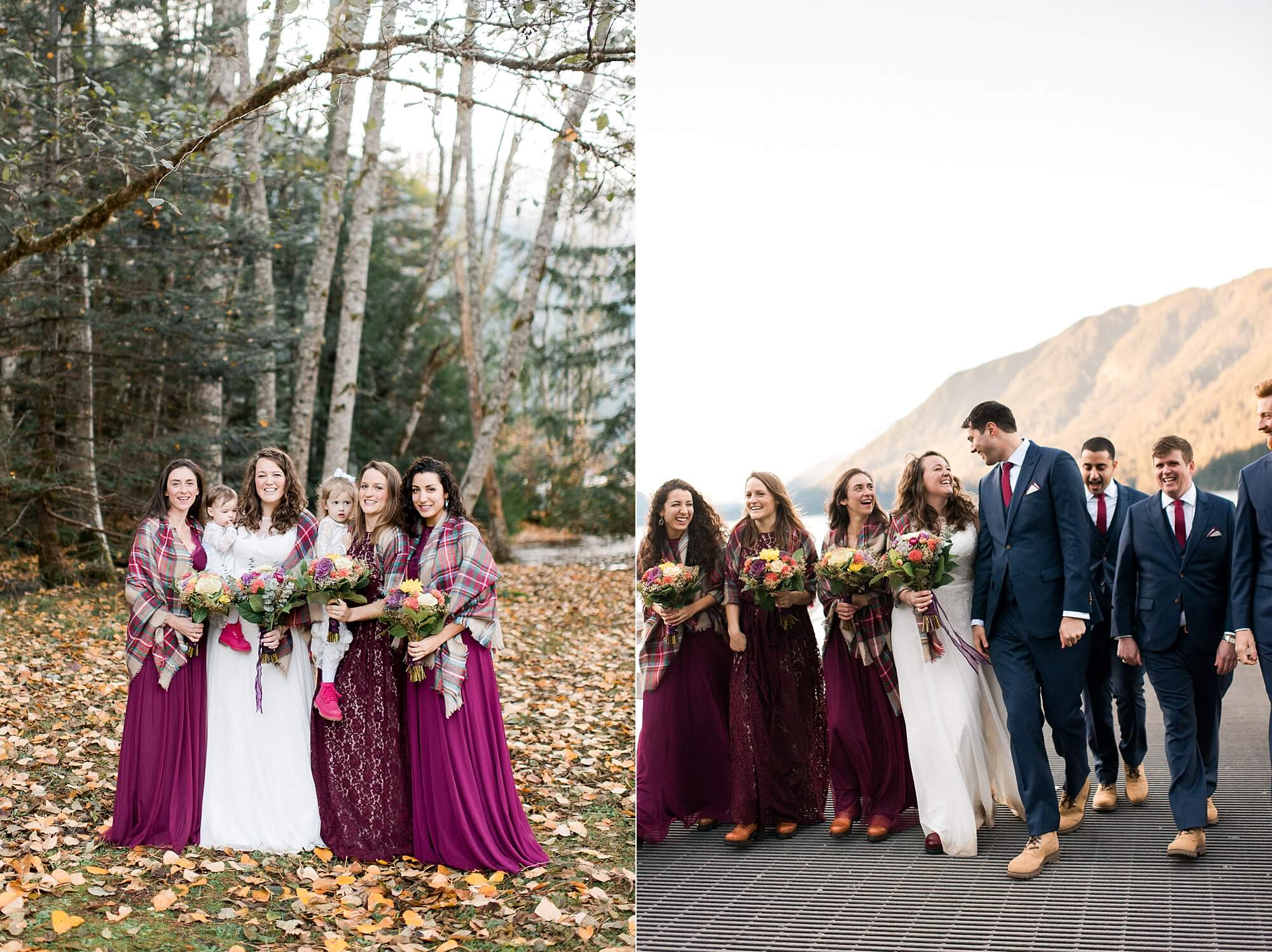 Fall Lake Crescent Wedding Party