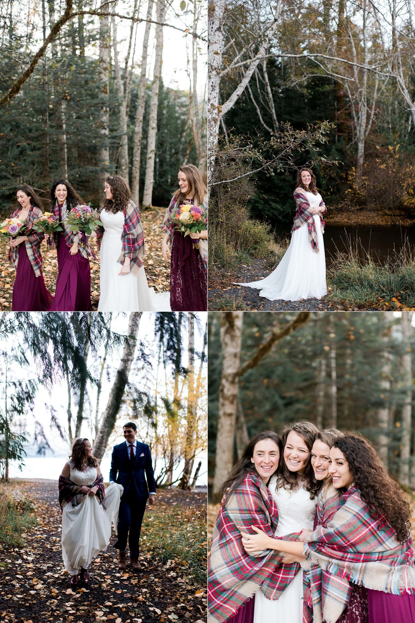 Bride and Bridesmaids at Lake Crescent Lodge
