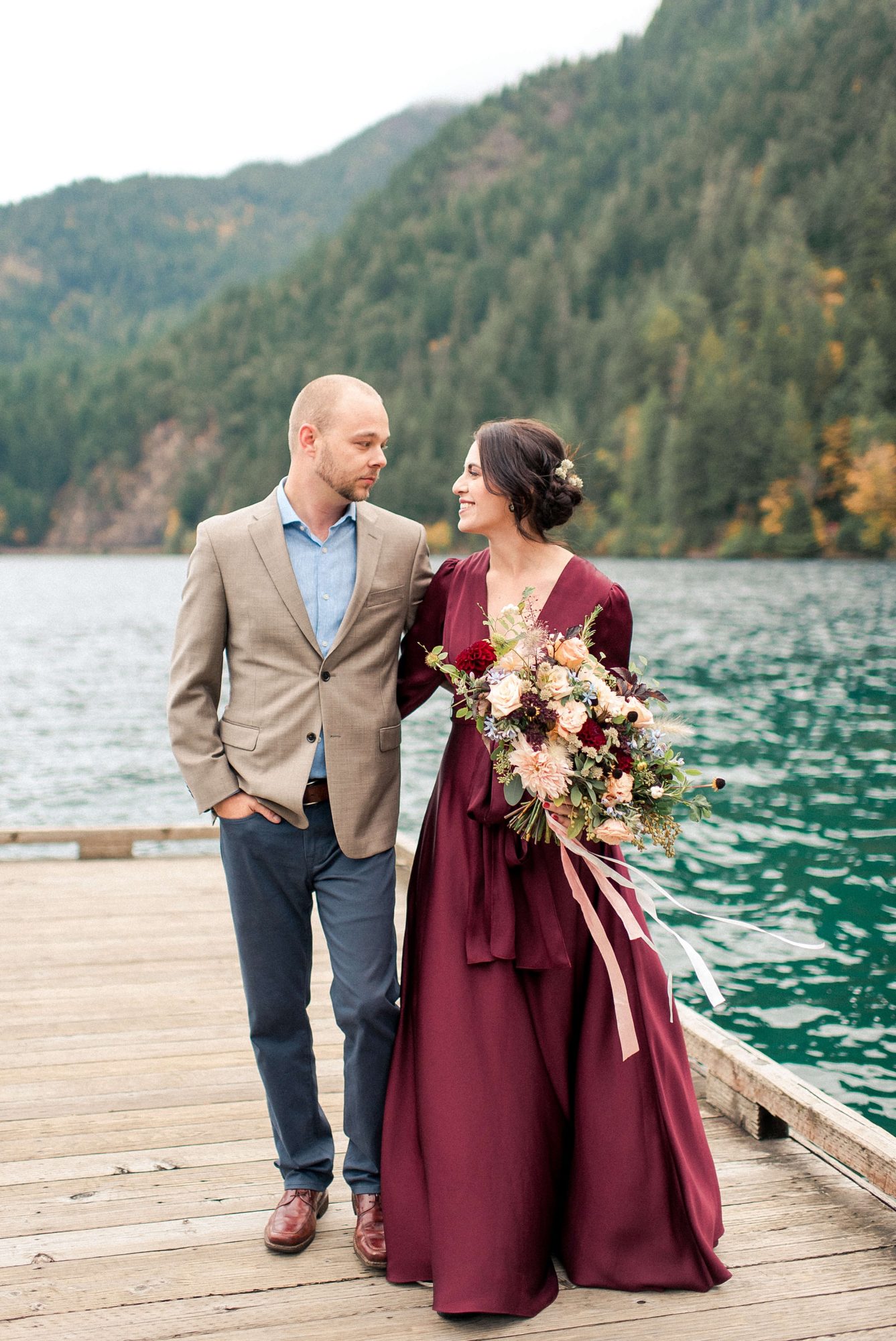 Couple on dock at Lake Crescent
