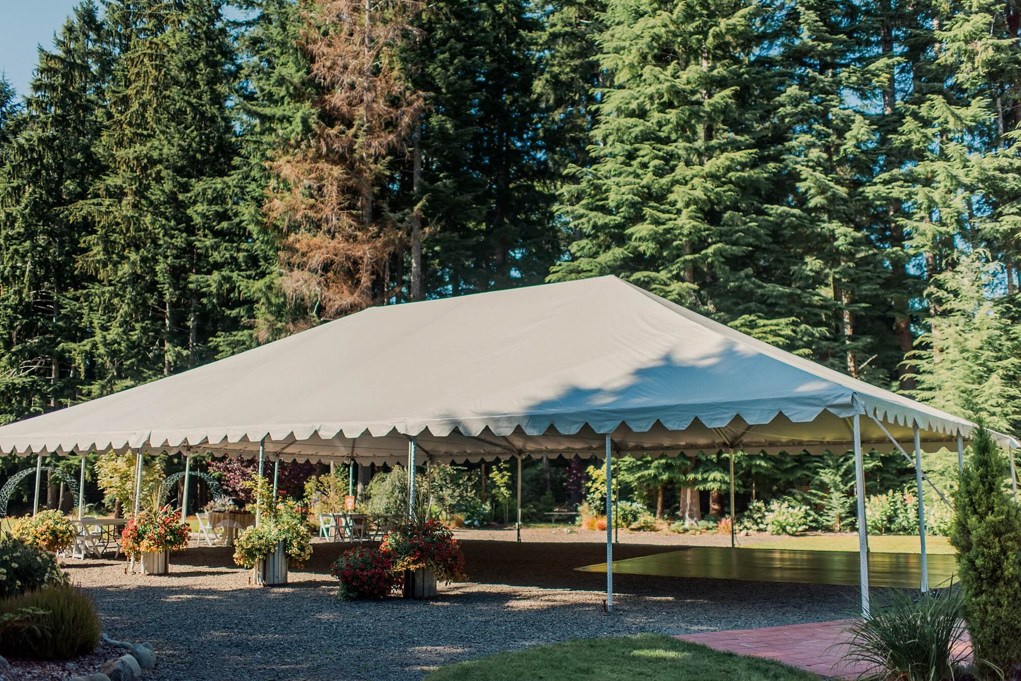 Reception Tent at Getting Ready area at Fern Acres Forks Forest Wedding Venue