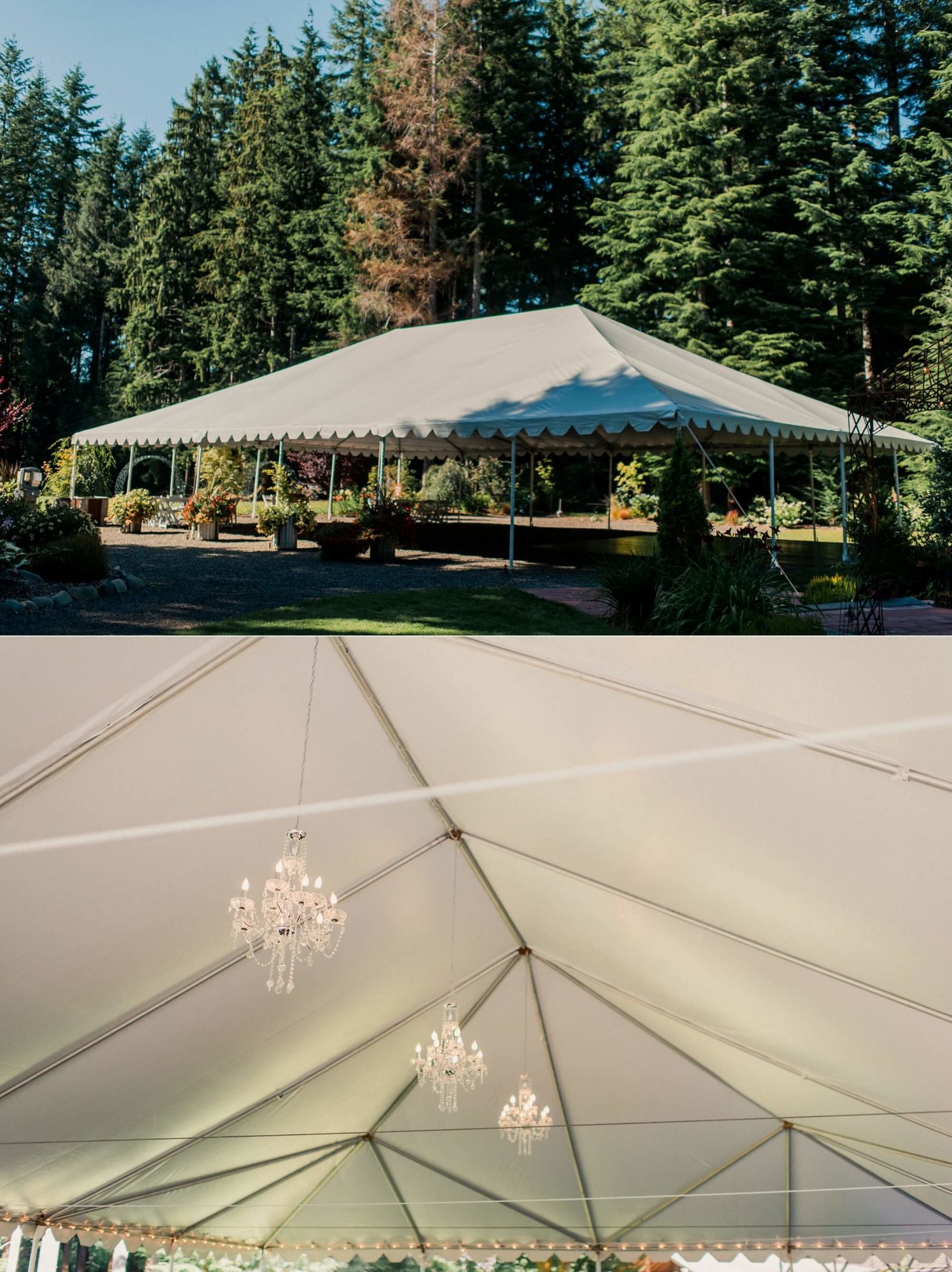 Reception Tent at Getting Ready area at Fern Acres Forks Forest Wedding Venue