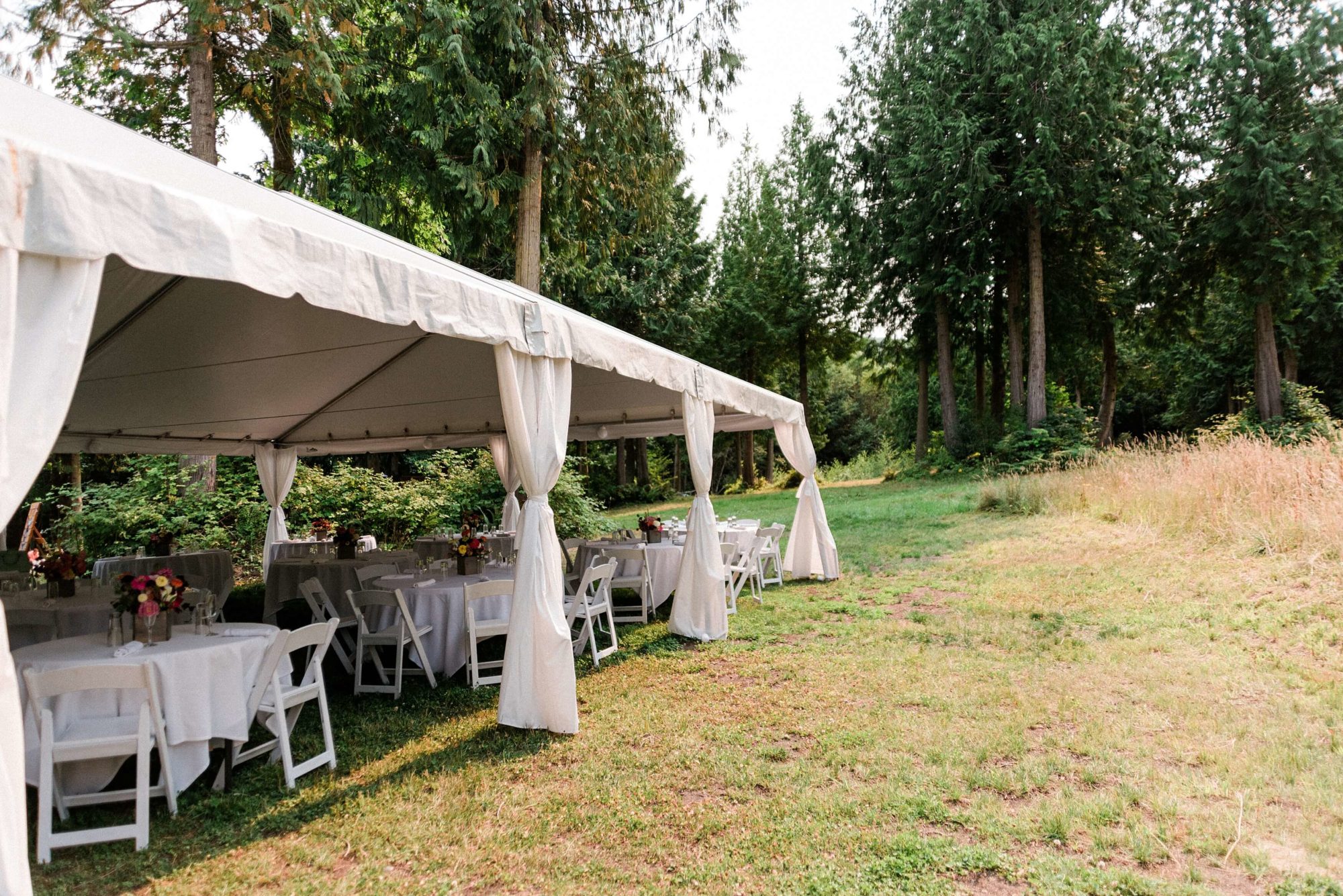 Reception tent at Misty Clover Farm Olympic Peninsula Wedding Venue