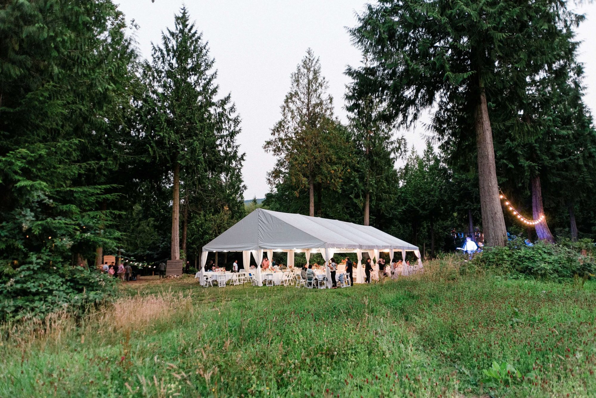 Reception tent at Misty Clover Farm Olympic Peninsula Wedding Venue