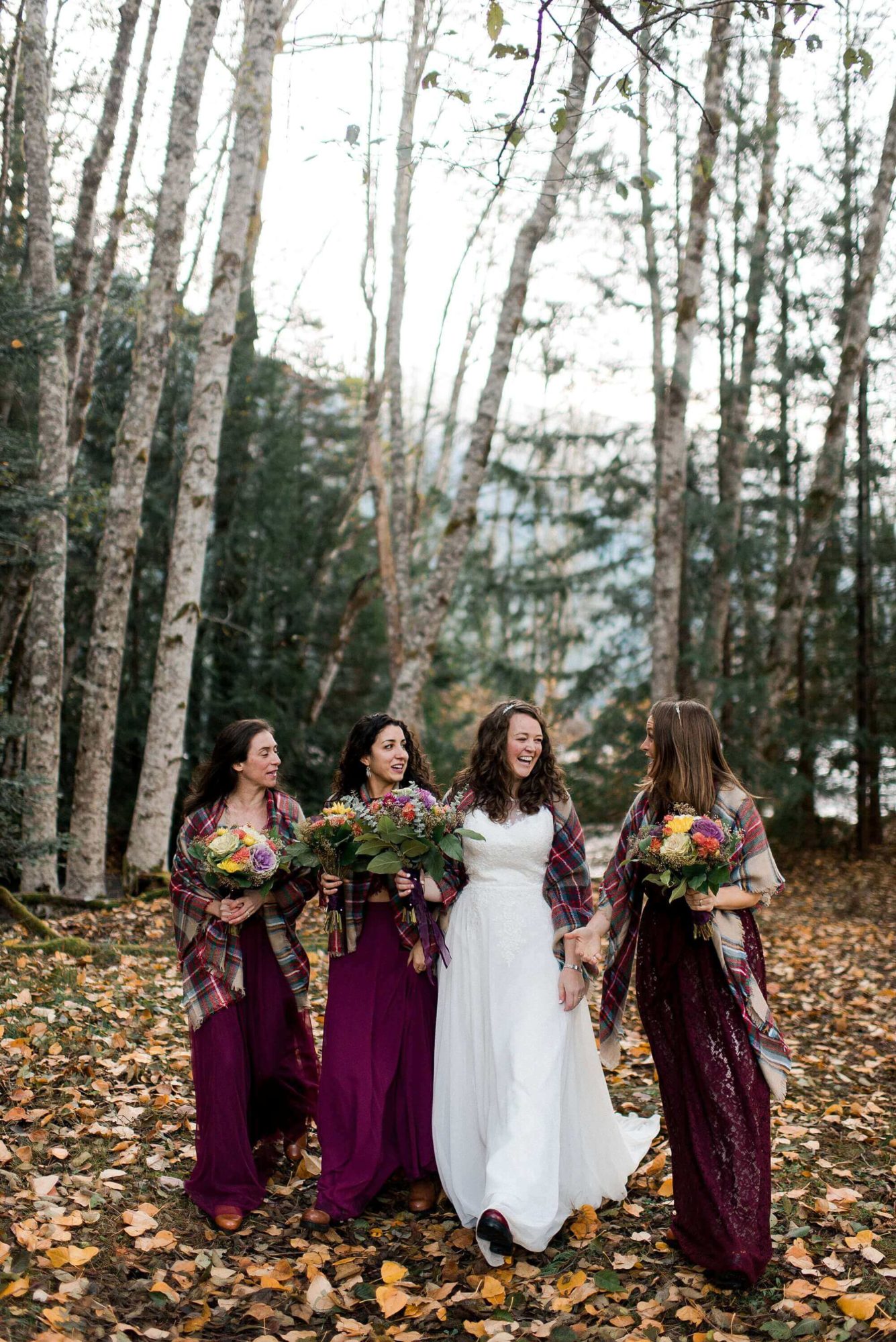 Bride and Bridesmaids in Port Townsend