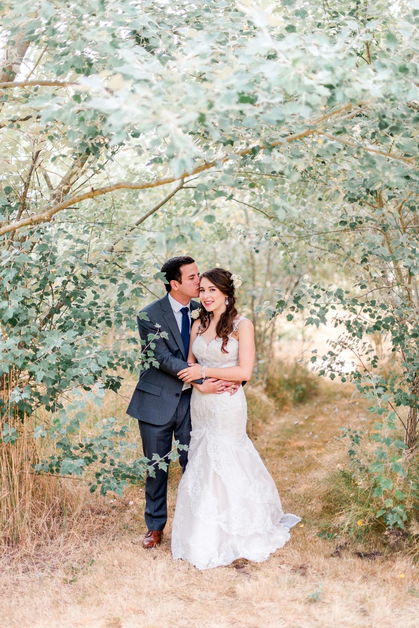 Bride and Groom in a silver forest