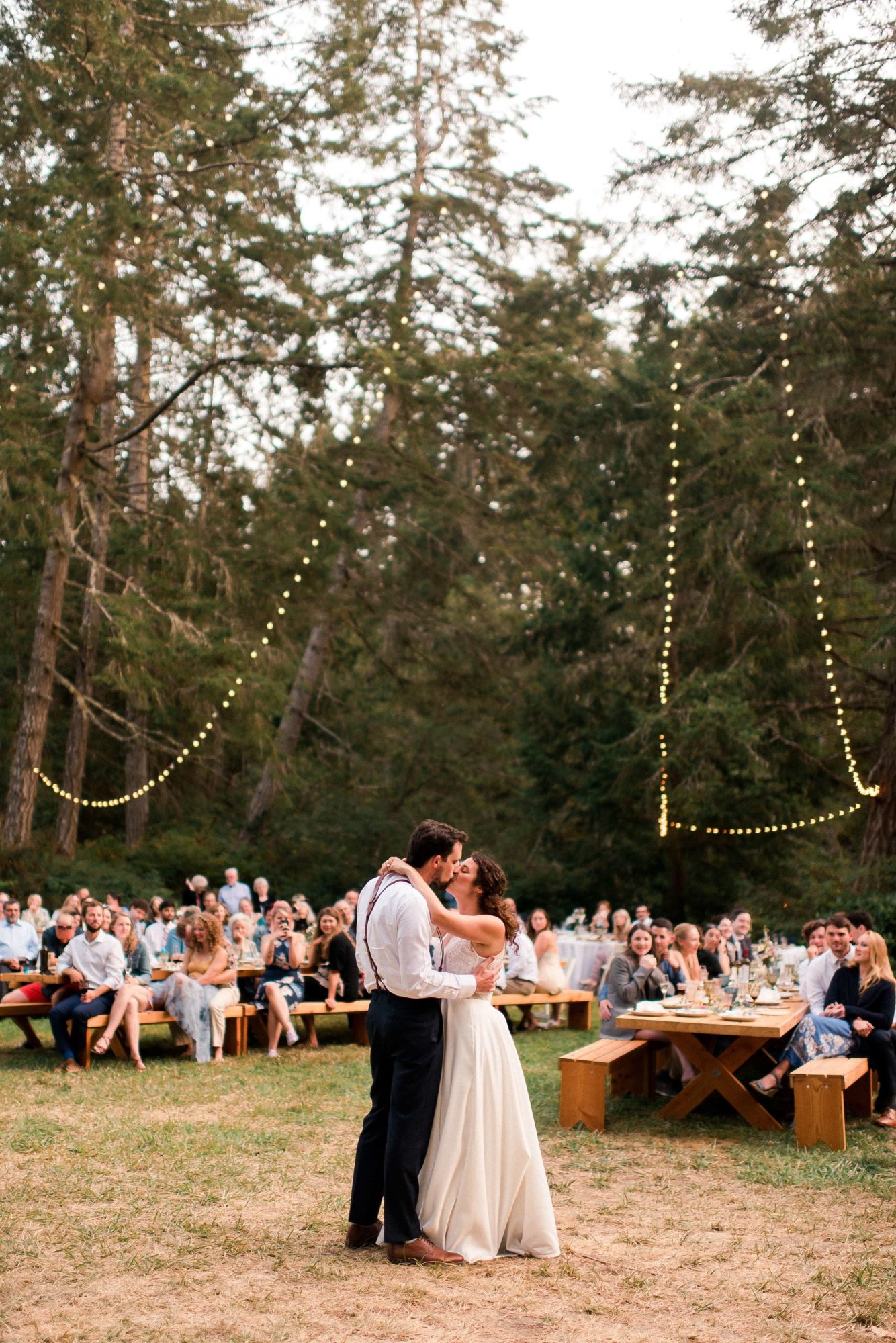 Bride and Groom at a forest Vashon Island wedding venue