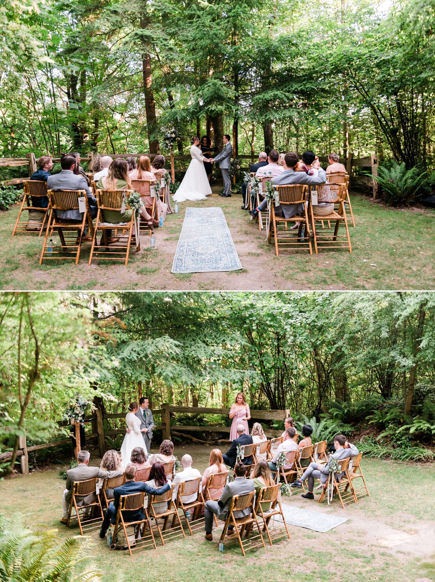 Forest wedding ceremony at the Grotto at St. Edward park in Kenmore outside Seattle WA
