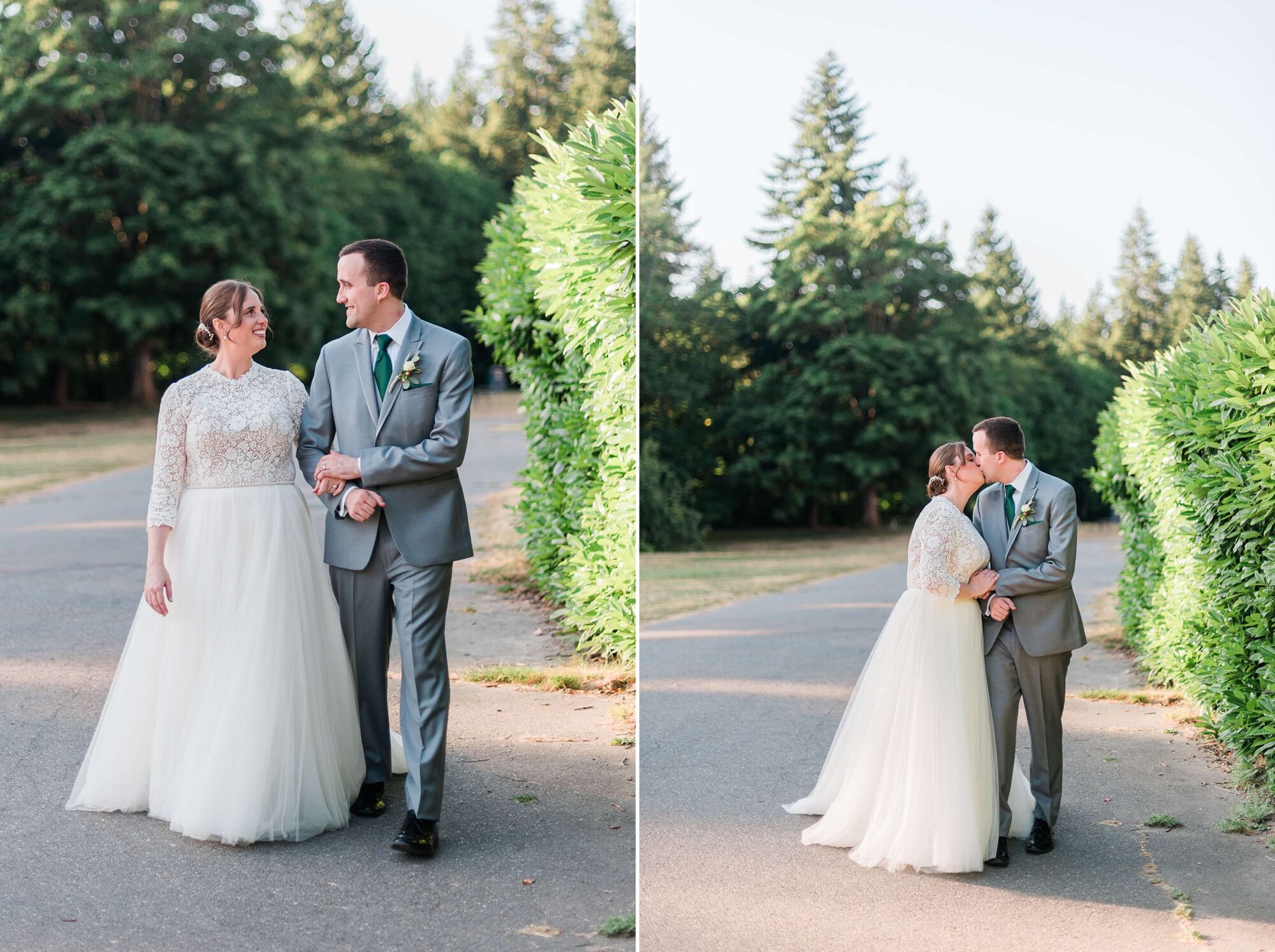 Bride and Groom Portrait at the historic Lodge at St. Edward park in Kenmore outside Seattle WA