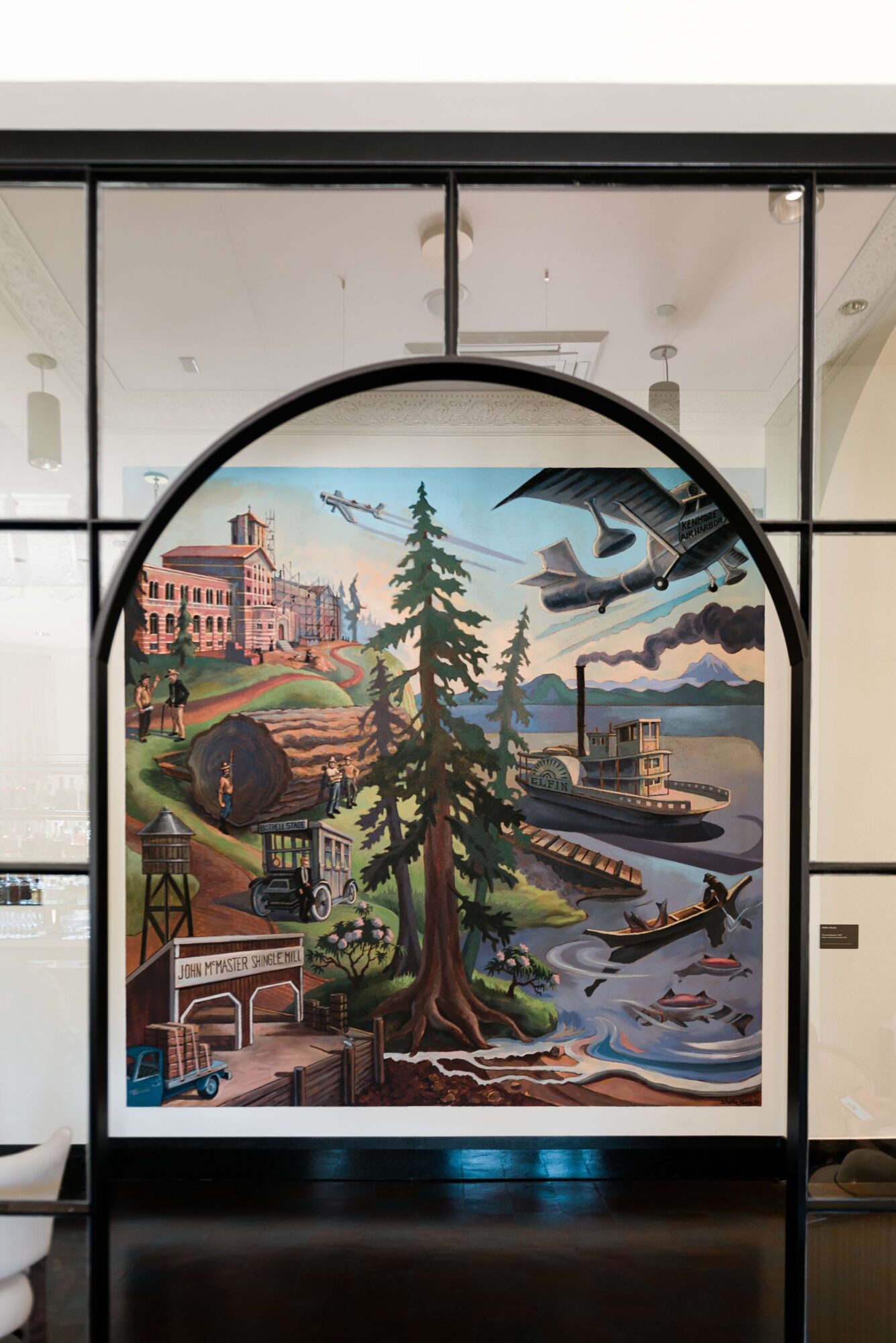 Interior Mural at the Lodge at St. Edward Park wedding venue in Kenmore outside Seattle WA