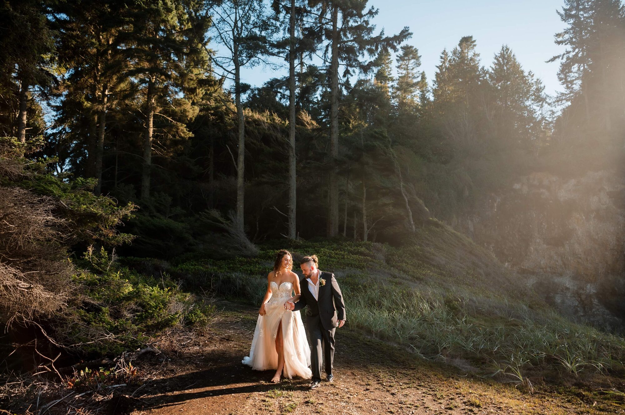 Bride and groom portraits in Olympic National Park