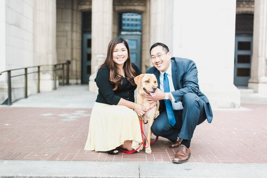 University of Washington UW Engagement Couple and Dog