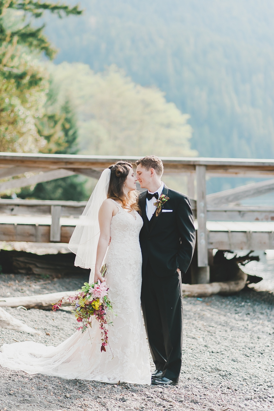 Lake Crescent Lodge Wedding Bride and Groom