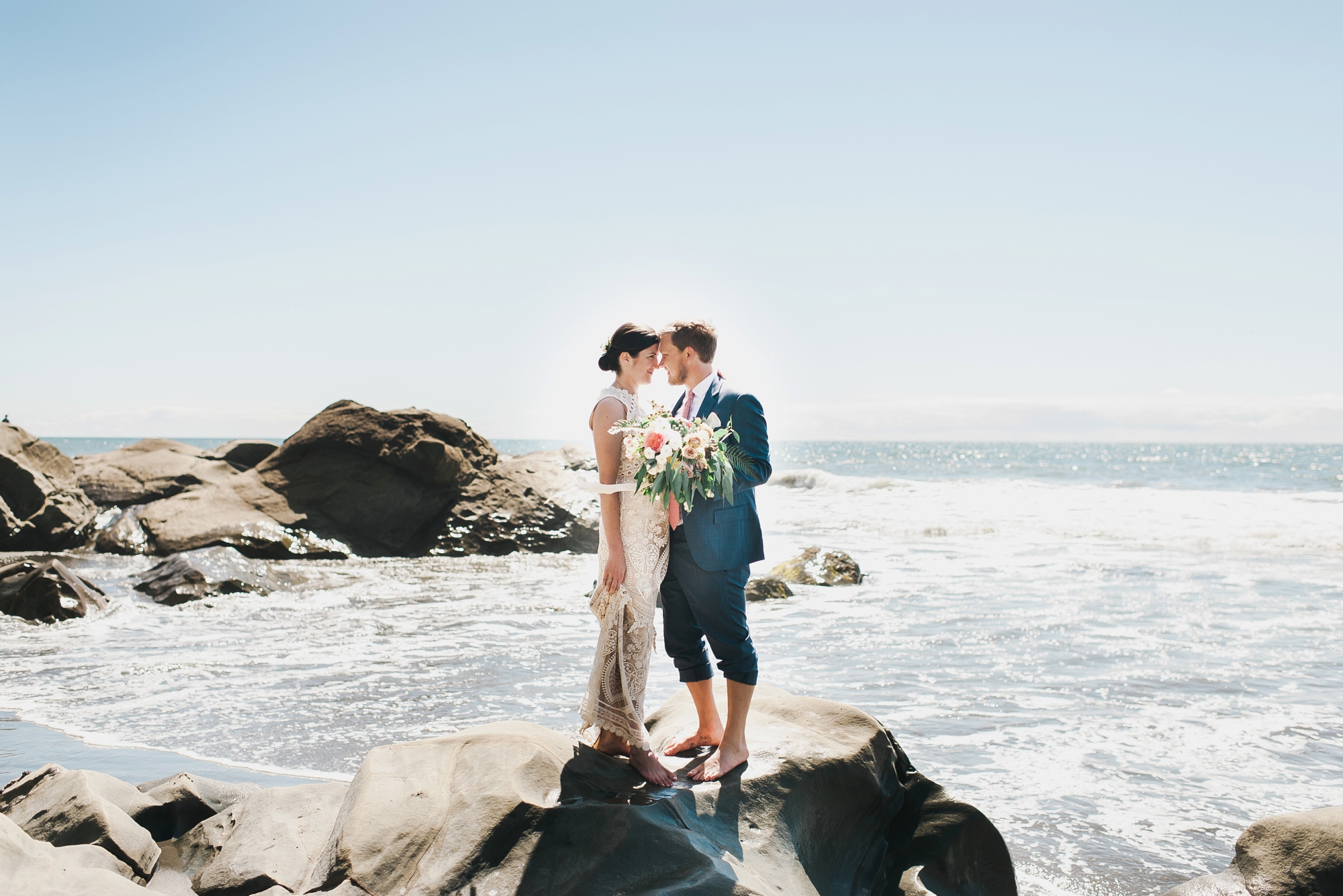 bride groom olympic national park beach coast