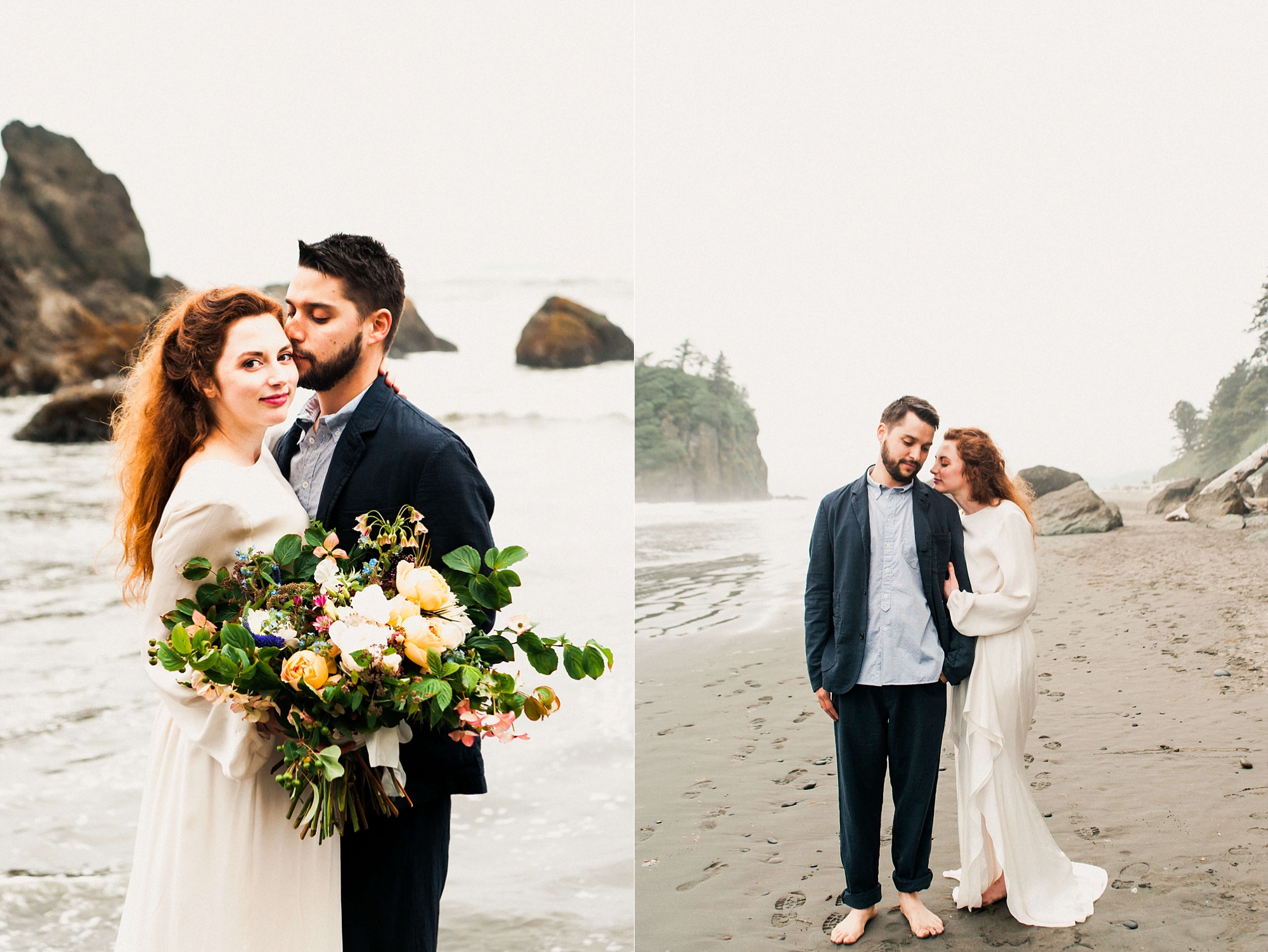 Adventure Elopement Bride at Groom at Ruby Beach