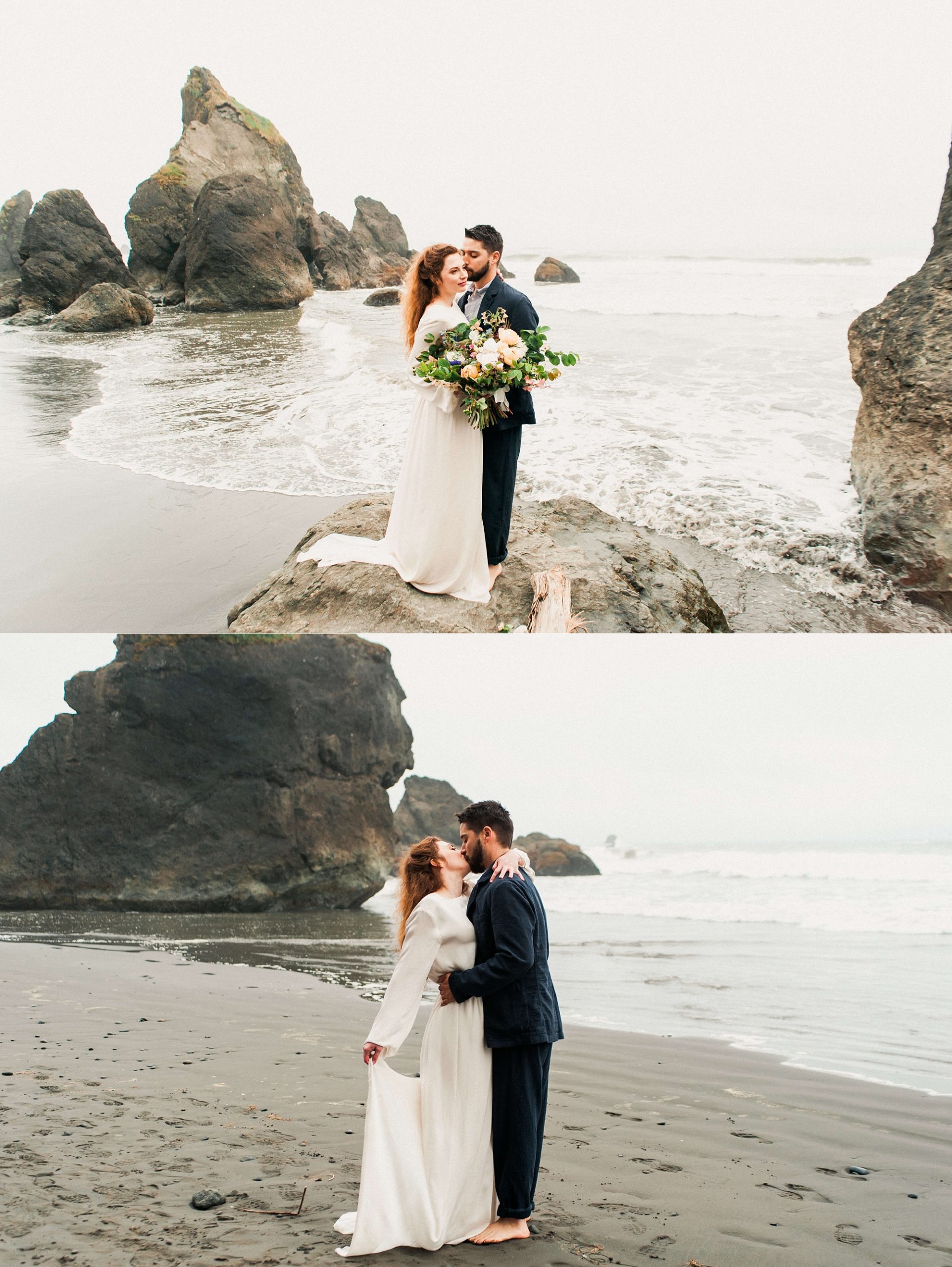 Bride and Groom at Ruby Beach