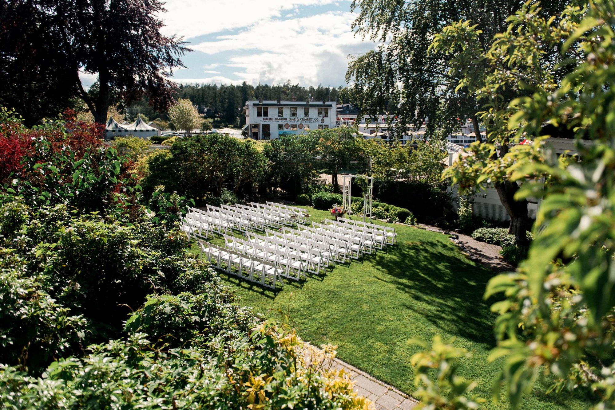 garden ceremony space at Roche Harbor Wedding