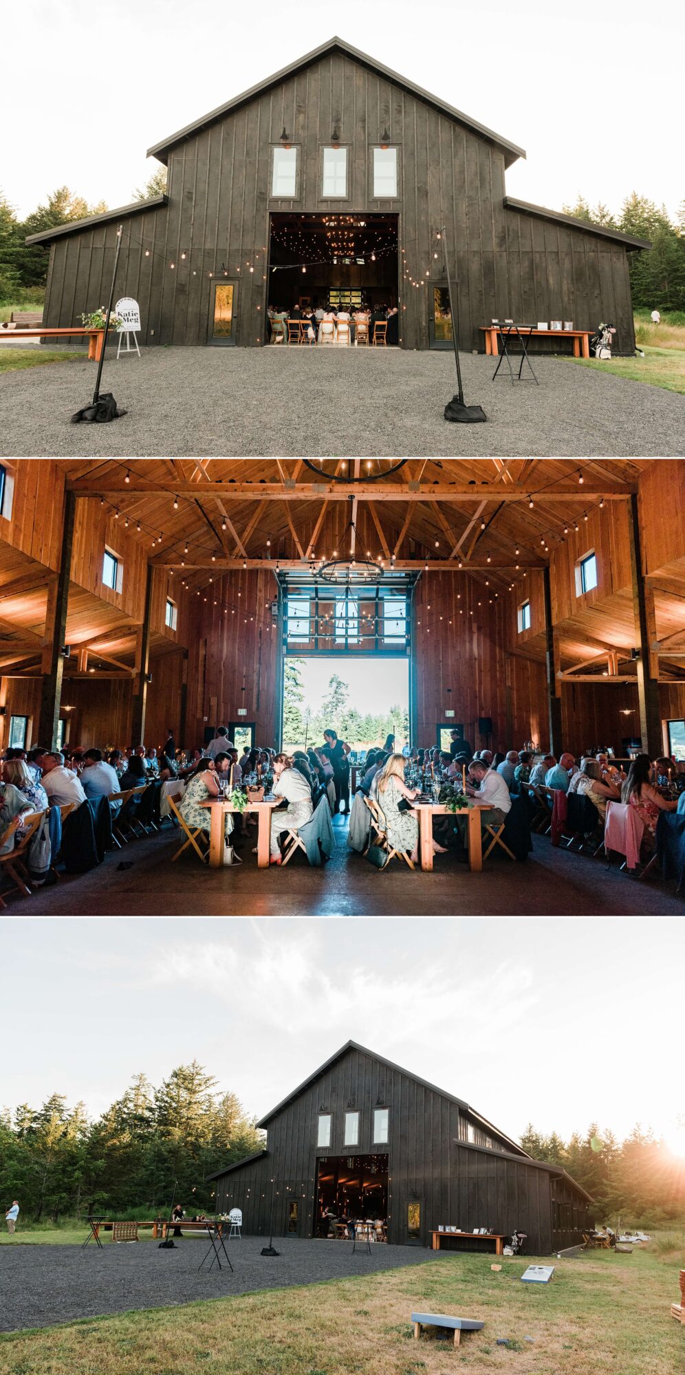 A wedding reception at a stunning summer LGTBQ+ wedding at Saltwater farm on San Juan Island