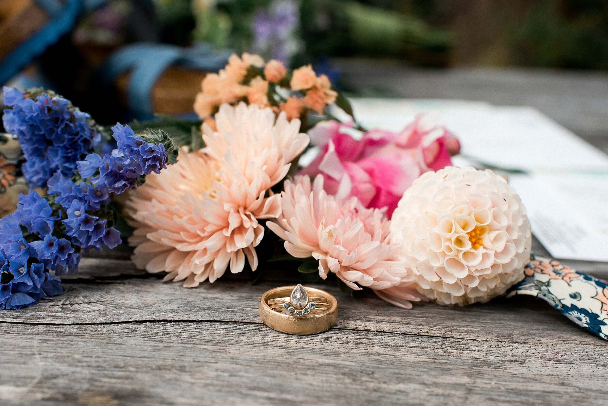 florals and rings at their Lakedale Resort Wedding
