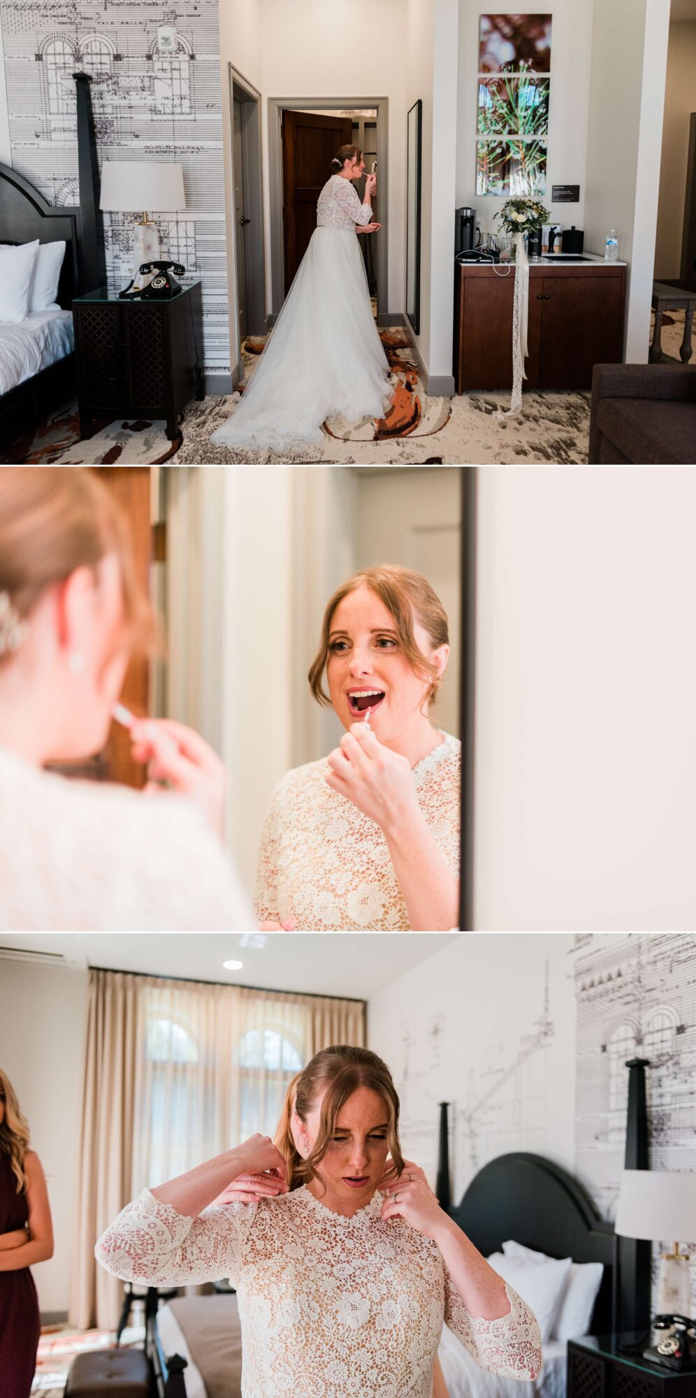 Bride getting ready at the Lodge at St. Edward Park